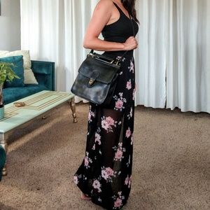 Vintage Genuine Leather Black Crossbody Satchel